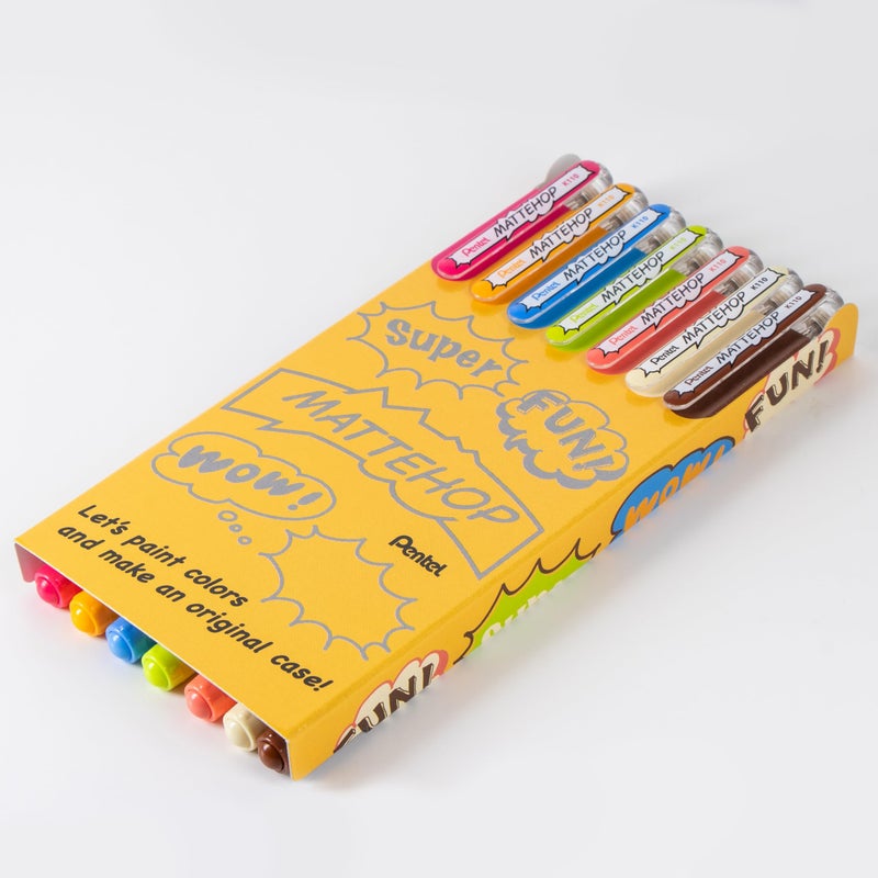 بنتل أقلام جل Pentel Mattehop، مجموعة صناديق ألوان مبهجة، (1.0 مم)، خط غامق، 7 ألوان متنوعة (K110-V7STB) - Image 2